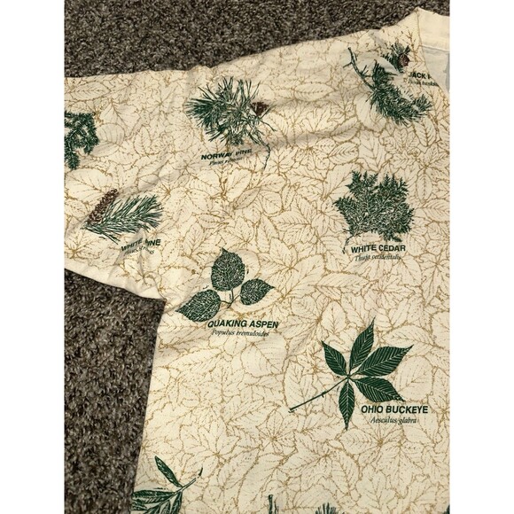 VINTAGE 1990s TREE LEAVES All Over Print Graphic T-Shirt SINGLE STITCH L AOP - Picture 4 of 8